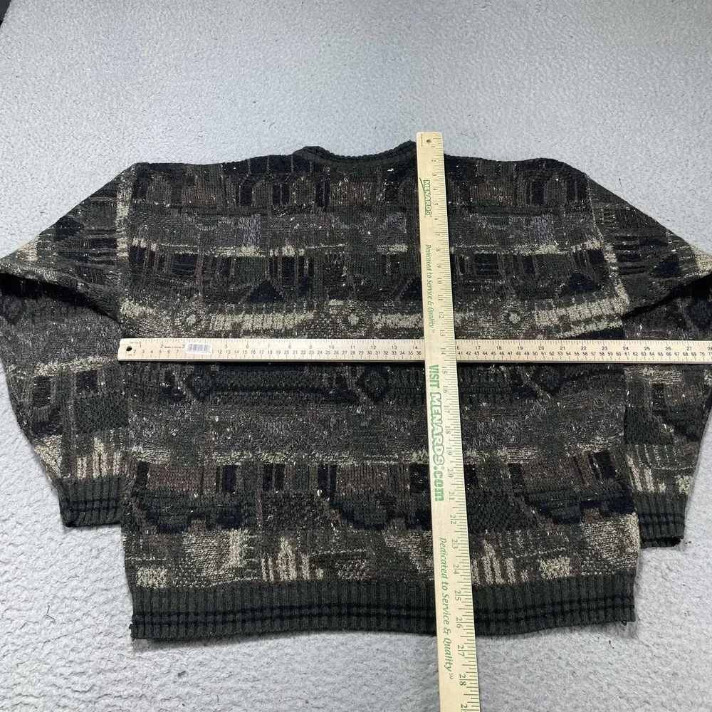 Vintage Haggar Sweater Mens XL Green Geometric Knit‎ Crewneck Pullover Italy